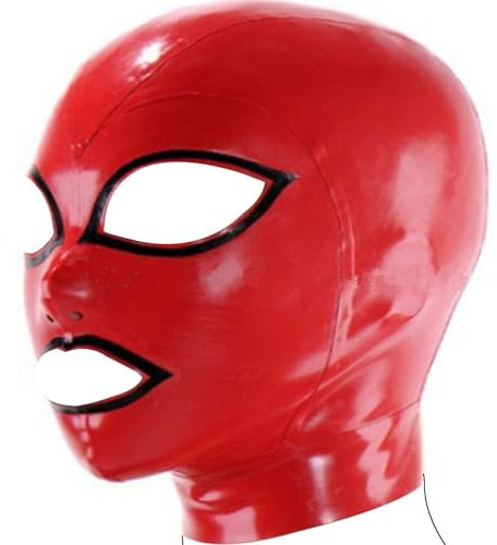 MFMYEE Bondage-Latex-Maske, BDSM-Fetisch-Haube Mit Reißverschluss Hinten - Cosplay, Halloween