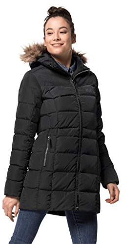 Jack Wolfskin Damen BAFFIN ISLAND COAT winddichter Daunenmantel, schwarz, S