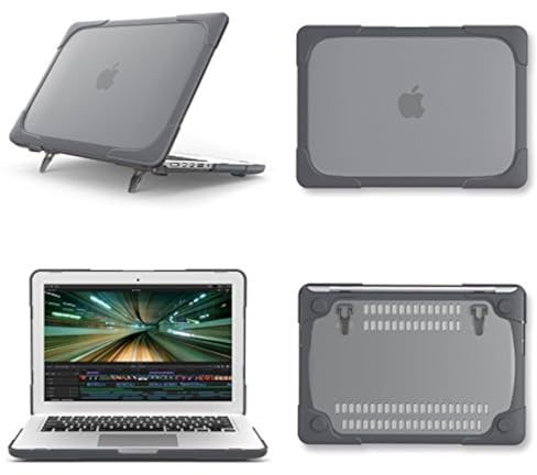 AUSMIX MacBook Pro Retina 33 cm (13 Zoll) Hülle (A1502/A1425), Hartplastik & TPU Schutzhülle Kickstand Stoßfest Matte Schutzhülle für Mac Pro A1502/A1425 Retina Display, ohne CD-ROM, Grau