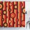 ABAKUHAUS Retro Duschvorhang, Kreis-Punkte Stripes Kunst, Stoffliches Gewebe Badezimmerdekorationsset mit Haken, 175 x 180 cm, Rubin Beige