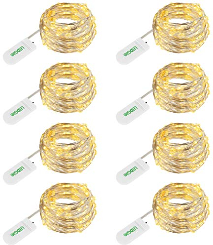 LEDGLE LED Lichterkette Batterie Kupfer Drahtlichterkette 3.6M 36LED Lichterketten Weihnachten Batteriebetrieben wasserdichte Lichter Flasche Dekoration, Warmweiß,8er Stück