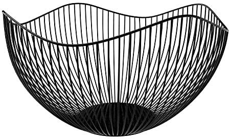 DMAR Black Fruit Bowl, 25x14cm Large Wire Fruit Bowl, Metal Black Fruit Basket, Durable