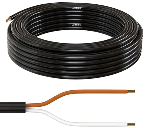 Lumonic 1m FLRYY Fahrzeugleitung 2x0,35mm² schwarz | 2-adrig | Anhängerkabel | mehradriges KFZ-Kabel | Öl- und Kraftstoffbeständig, flammwidrig | Niedervolt