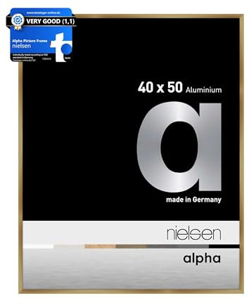 nielsen Bilderrahmen, 40 x 50 cm, Aluminium, Amber matt, Posterrahmen zum Aufhängen im Hoch- & Querformat, Echtglas, Alpha