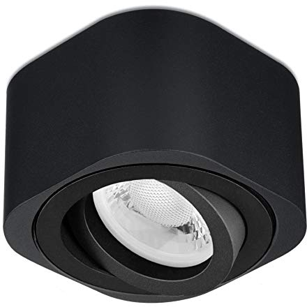 lambado® Premium LED Aufbaustrahler flach/Deckenstrahler Set inkl. 230V 5W Spots dimmbar - schwenkbare Aufbauleuchte/Deckenspots in schwarz