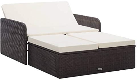 Tidyard 2-TLG. Garten-Lounge-Set mit Auflagen Poly Rattan Braun Lounge Möbel Sitzgarnitur Gartengarnitur Sitzgruppe Sofa Gartenset Gartensofa 120 x 85/100 x 52/70 cm