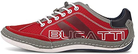bugatti Herren Casual Sneaker mit Flexibler Sohle, Schnürschuh mit Memory Foam, Elastische Schnürsenkel, Rot, 48 EU