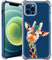 MAYCARI Cute Painting Giraffe Case Clear for for iPhone 12 Pro 6.1 Inch, Art Animal Pattern Transparent Shockproof Anti-Scratch Soft TPU Cover with Air Cushion for Men&Women