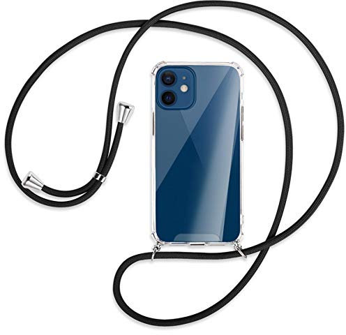 mtb more energy® Handykette kompatibel mit iPhone 12 mini (5.4'') - schwarz - Smartphone Hülle zum Umhängen - Anti Shock Strong TPU Case