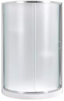 OVE Decors Breeze 36 in. Corner Shower Sliding Door, With Included Walls and Base, Frosted Glass and Satin Nickel Finish