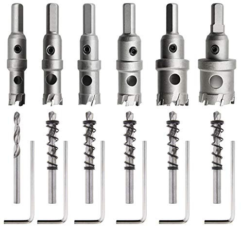 Be In Your Mind Lot de 6 kits de scies-cloches en carbure de tungstène pour acier inoxydable, fer, aluminium, alliage 14 mm/16 mm/18,5 mm/20 mm/25 mm/30 mm