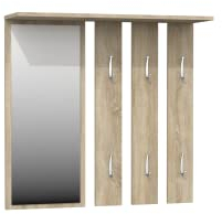 ADGO Opal 2in1 Garderobe Set Flur Sonoma, Flurgarderobe Set modern Ankleidezimmer, 6 Kleiderhaken und Ablage, Hallway Furniture, Garderobenpaneel, Wandspiegiel, Wandgarderobe (Spiegel + Kleiderbügel)