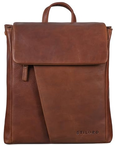 STILORD 'Anita' Lederrucksack Damen Klein Vintage City Rucksack Daypack für iPad 9.7 Zoll Rucksackhandtasche Shopping Freizeit aus Echtem Leder, Farbe:porto - cognac