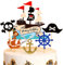Houhounb Happy Birthday Cake Toppers Set Pirate Tortenstecker Piraten Kuchendeckel Piraten Kuchen Topper Cupcake für Kinder Mädchen Junge Halloween Party Muffin Deko,7 Stück