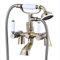 ENKI, Downton, BT0808 Bath Shower Mixer Tap with White Ceramic Levers Antique Brass