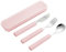 VANRA Juego de 3 utensilios para niños de acero inoxidable 18/10 Juego de cubiertos para niños Juego de cubiertos de cubiertos Cuchillo Cuchara Tenedor con funda de viaje para niños Lunch Box (Rosa)