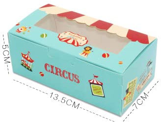 Crysdaralovebi 10 Stück Zirkus-Papier-Kuchenboxen, niedliche Tiere, Kekse, Muffins, Cupcakes, Backen, Verpackung, Box, Hochzeit, Süßigkeiten, Seifenschachteln (S)