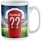 Personalised Football Supporters Mug - Kit Shirt Name and Number Coffee Cup, All Teams and Colours. Fan Gift Idea for Mum, Dad, Son, Daughter - One Size, Red White