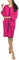 Aquarti Womens Bathrobe Dressing Gown With Zipper Housecoat Light 3/4 Sleeves, Amaranth, M