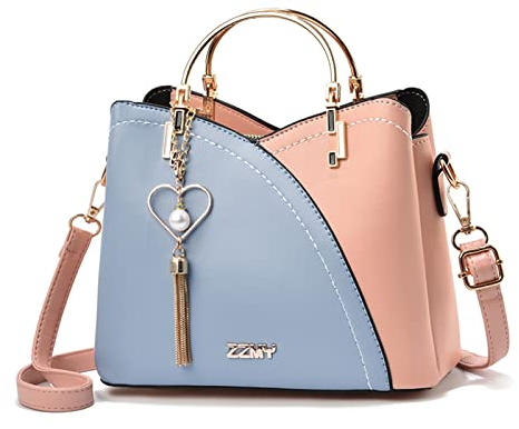 FANDARE Handtaschen für Damen Tote Beutel Umhängetaschen Wasserdicht Schultertasche Tragetasche PU-Leder Henkeltaschen mit Quaste für Arbeit Schule Shopper Reise Hellblau