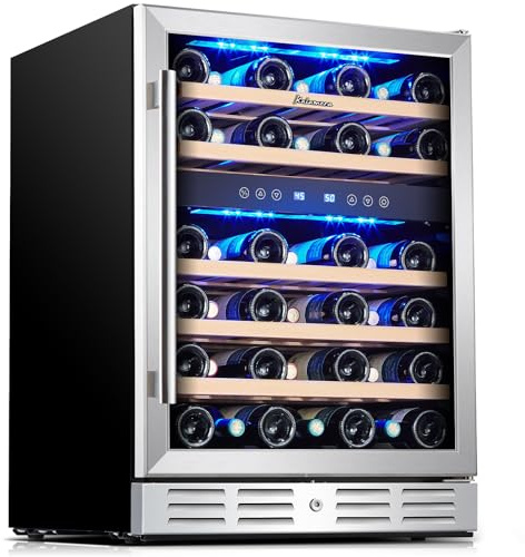 Kalamera 24 inch Wine Cooler, 37 Bottle Dual Zone Built-in or Freestanding