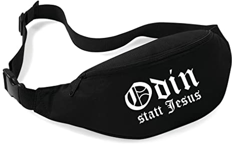 Odin statt Jesus Bauchtasche | Wikinger Tasche - Odin - Thor - Odin Hüfttasche - Valhalla Bag - Berserker | Schwarz