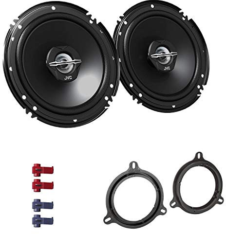 JVC CS-J620X Auto Lautsprecher 16,5 cm mit Einbauset passend für Dacia Logan ab 2012 Türen vorne 600 W 165mm 2 Wege Koax