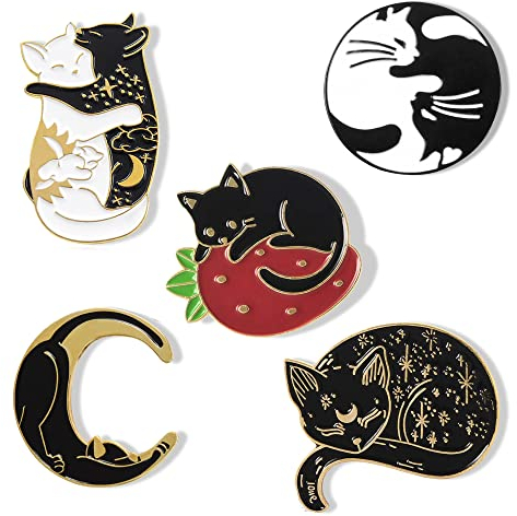 5 Stück Katze emaille Anstecknadel set Emaille Brosche Pins Anstecker Emaille Pins Set Für Rucksäcke Jacken Hüte Dekoration
