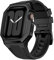 QANXGOG Compatible avec Apple Watch Bracelet Series 8 7 45mm and SE 6 5 4 44mm, Bracelets de Montre en Silicone Bracelet en Acier Inoxydable avec Boîtier en Métal pour Homme,Black,44mm