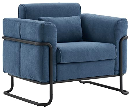Mingone Sessel Wohnzimmer Loungesessel Sofa 1 Sitzer Relaxsessel Polstersessel Gepolsterter Cocktailsessel Schlafzimmer Design Blau