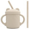 LAT Baby Sippy Cups with Straw, Silicone Toddler Straw Cup with Non-Slip Handles, Toddler Cup Drinking Training Cup for Baby 6 + Months, 200ml, White