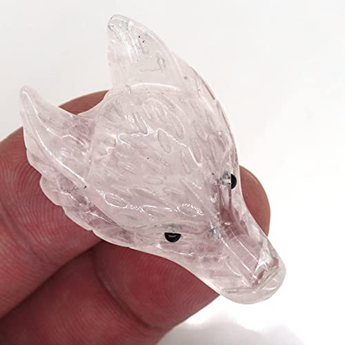 Kristallsteine Wolfskopf Statue Figuren Reiki Miniatur Naturquarz Handwerk Wächter Tier geschnitzt Ornament Geschenk Wohnkultur Halskette Natursteine Haushalt QINTINYIN ( Color : Quartz Crystal ,
