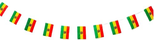 Pandiui23 Bandera Nacional Bolivia 40 unidades, 14 x 21 cm, Verde y Amarillo, para Decoraciones de Bares, Jardines y Eventos 2023
