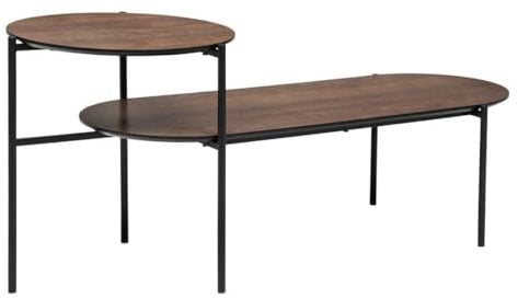 Atmosphera - Table Basse 2 Niveaux Kemi en placage Noyer et métal 118x43cm