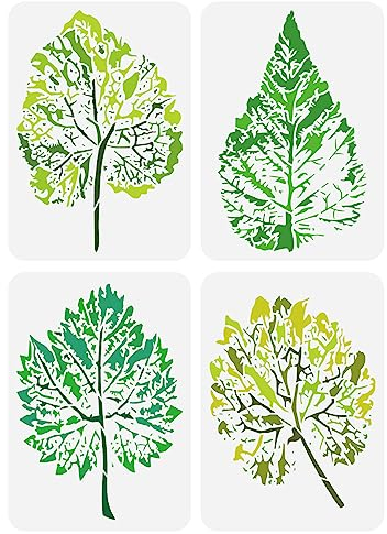 FINGERINSPIRE 4 Stück Totenkopf Blatt Malschablone 21x29.7 cm Blätter Abdruck Zeichnungsschablone Blattader Malschablone Wiederverwendbare Blatt Pflanzen Dekorationsschablonen Zum Malen Auf Holz
