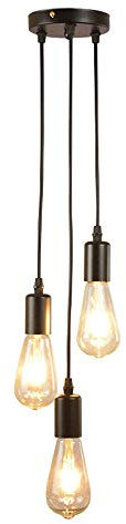 Mengjay Modern Pendelleuchte Schwarz 3 Flammig Deckenleuchte Led Kronleuchter Modern Hängeleuchte mit E27 Lampenfassung,Retro Hängend Lampen Industrial Pendelleuchte für Pendelleuchten (A)