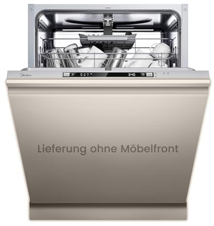 Midea SV 5.14K14C Geschirrspüler Vollintegriert 60cm, 14 Maßgedecke, Spülmaschine Unterbaufähig mit WIFI, 8 Programme, 44 dB, Automatische Türöffnung, 0-24H Startverzögerung, Inox