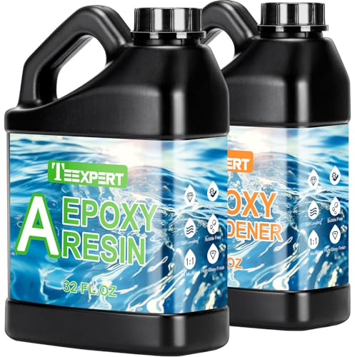 Teexpert 64oz Hochglanz Epoxidharz Set, Klares Selbstnivellierendes Blasenfreies Epoxy Resin, 1:1 Mischung Epoxidharz mit Härter für Schmuck, Formen, Wohnkultur, Untersetzer, Ornamente