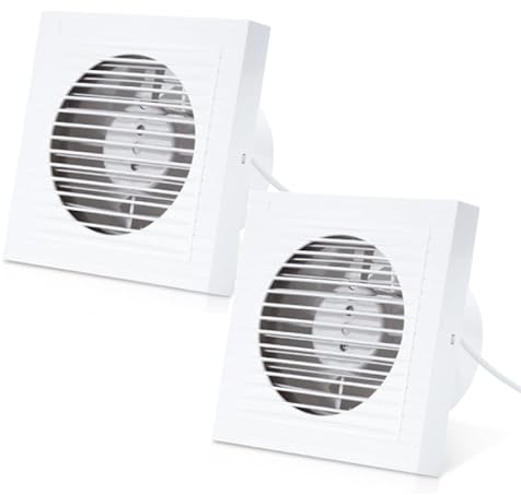 Izrielar Badlüfter 100mm, Badezimmerlüfter Lüfter für Effiziente Belüftung Leiser Betrieb Ventilator, für Küche, Bad, Keller Weiß 2er set