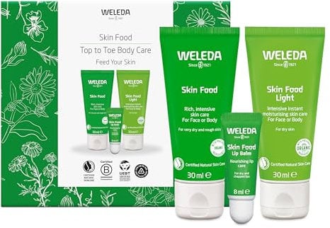 Weleda Skin Food Top to Toe Gift Set, Skin Care Set - Skin Food Original 30ml, Light 30ml & Lip Balm, for Women & Men, Multiple Uses, 100% Certified Natural, Organic