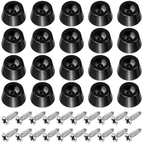 PATIKIL Cutting Board Feet,20 Pieces Non Slip Rubber Feet Bumpers with 304 Stainless Steel Screws for Cutting Board Furniture Chairs Desks 0.49Wx0.28H, Black