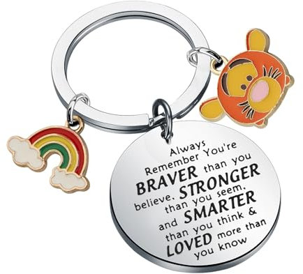 Porte-clés Tiggers Lover Gifts Cartoon Tiggers Cadeaux pour fans de film You Are Braver Stronger Smarter Than You, Porte-clés Note de musique, L