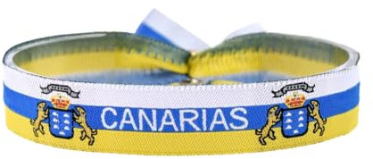 BDM - Pulsera de tela con la bandera canaria para hombre y mujer, ajustable. - Modelo 5