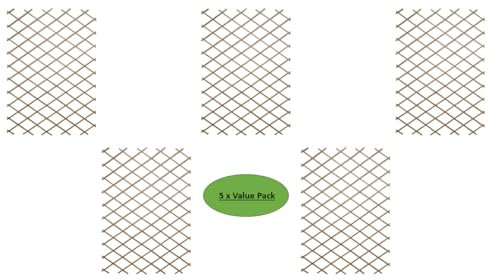 Garden Store Direct 5 x Pieces of Garden Trellis Expandable Plant Support Climbing Lattices Fence Support 5 Sizes, Green or Tan Colour 6ft x 1ft up to 6ft x 4ft (Tan, 180 x 60cm (6ft x 2ft) 5pk)