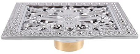 HYUFEIAO Abtropfgestell für Dusche, quadratisch, Messing, 15,2 cm, Abnehmbarer Deckel, Badezimmerabtropfgestell mit Haarsieb für Küche, Waschraum, Garage, Keller – Antik (Silber)