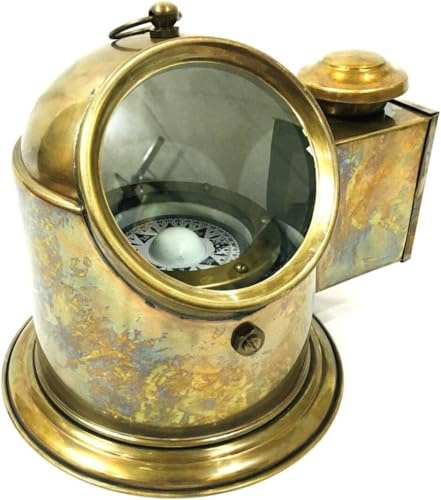 Vintage Marine Binnacle Boat Oil Lamp Brass Nautical Ship Compass Antique Gimbal Nautical Antique Brass Compass