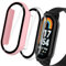 Hianjoo 2 Piezas Funda con Protector de Pantalla Templado Compatible con Xiaomi Mi Band 8, PC Cubierta Estuche Rígido Compatible con Mi Band 8, [Protección Completa] [Antiarañazos], Rosa+Claro