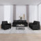 Willood 3 Sitzer + 2 Sitzer Sofa + Sessel Sofagarnitur Kunstleder Schwarz
