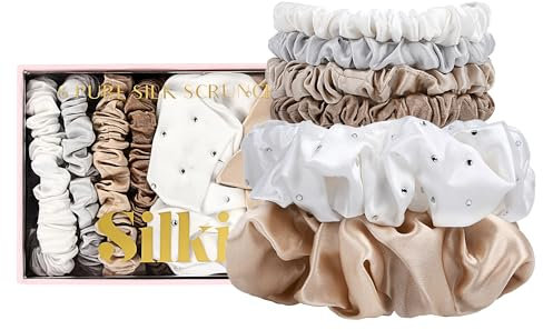 SILKIE Haargummis aus 100 % reiner Maulbeerseide, für Weihnachten, spezielle leichte, neutrale, dünne Haargummis, Reisetasche, für den Alltag, elastisch, Haarpflege, Pferdeschwanz-Halter, keine