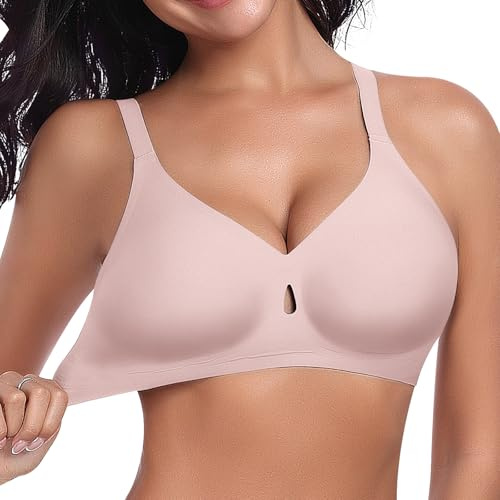 Ganado Soutien-gorge push-up sans coutures pour femme, sans armatures, doux et confortable, Triangles roses, 3XL
